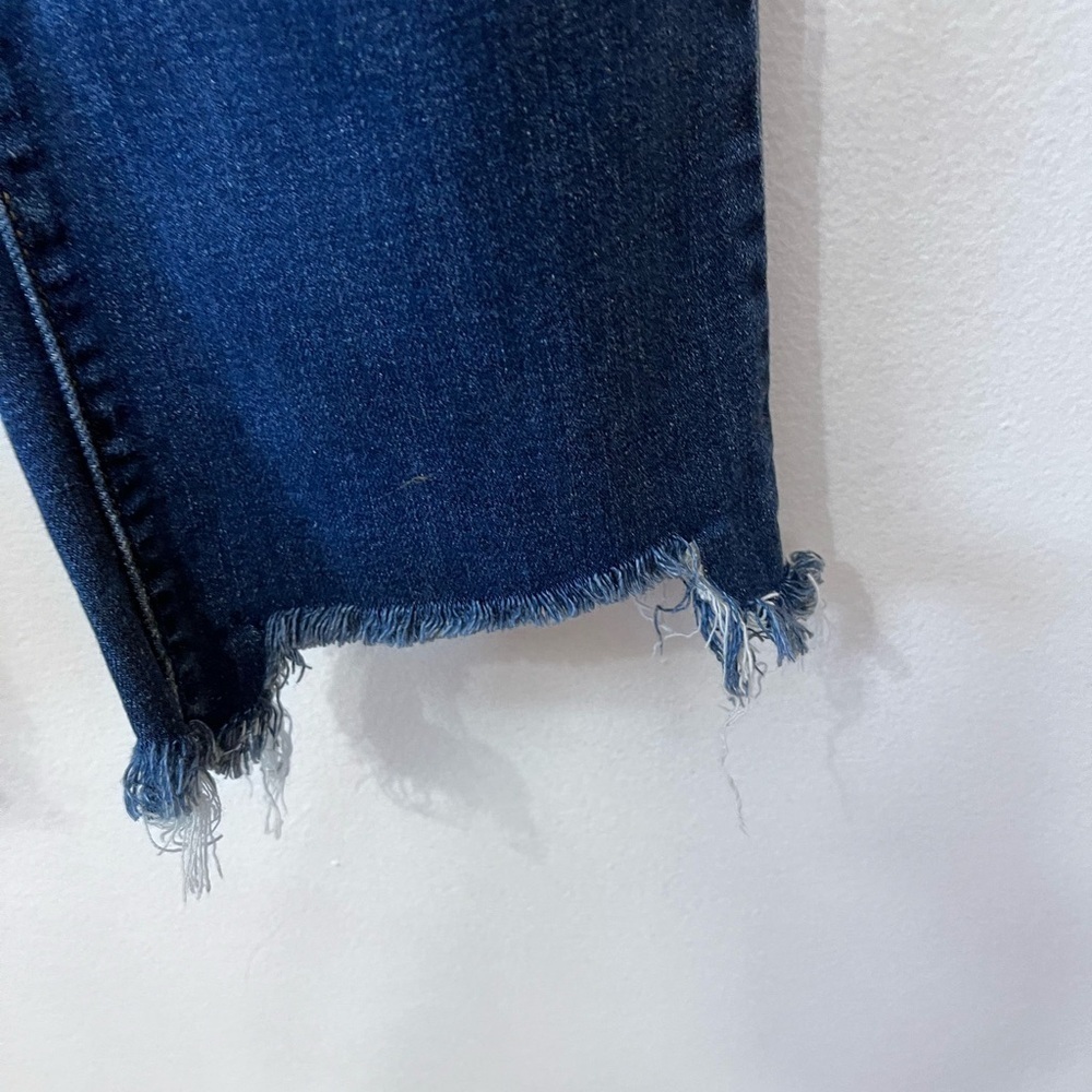 Levi’s 724 High Rise Straight Jeans Stretch Women's 32 Blue Frayed Hem Dark Wash - Picture 5 of 10